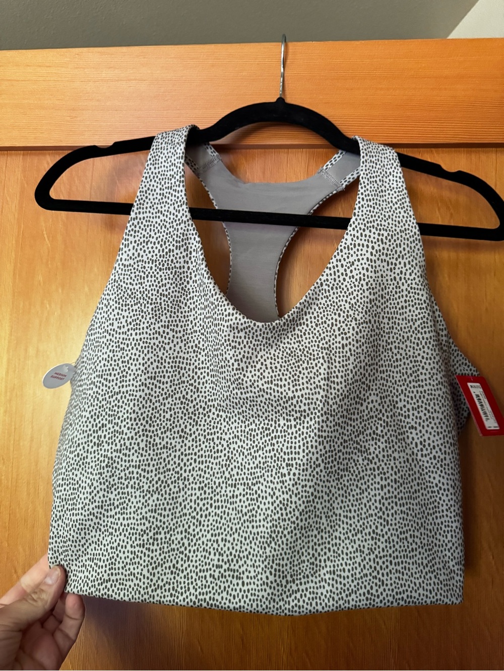 SPANX White and Black Speckled Racerback sports bra